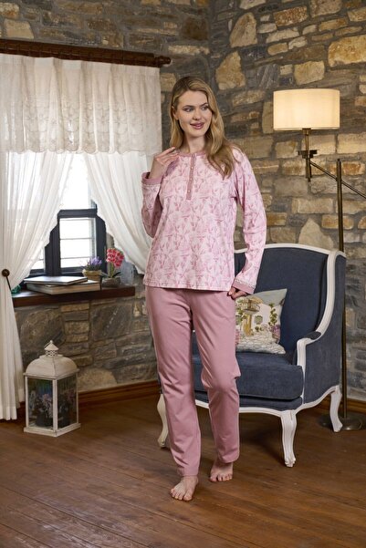 Cossy By Aqua Large Size Patterned Long Sleeve Pajama Set Cossybyaqua 26350-54