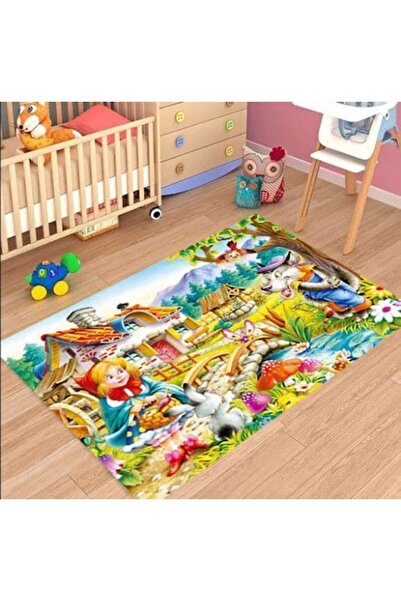 Blusmart Children's room carpet, multicolor story pattern, non-slip, 80x150