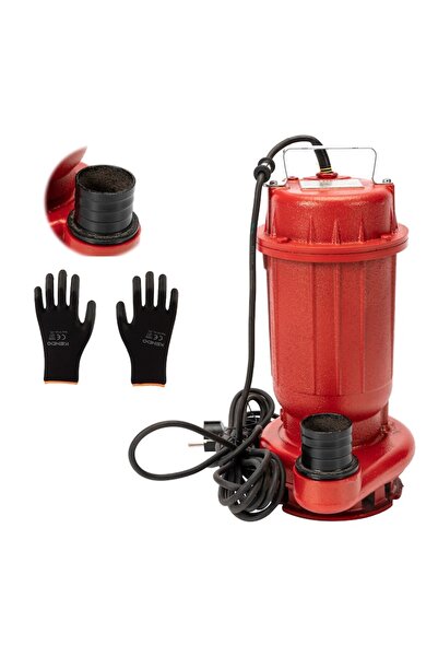 micul fermier Dirty water submersible pump 1.1 kW, 2 in outlet, 16 m head, no float, protective gloves, Red