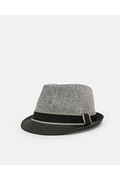 REDTAG Men Grey Fedora Hat With Band