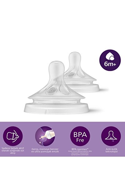 Philips Avent Doğal Tepkili Natural Response 2'Li Biberon Emziği No:6 6+ Ay/B...