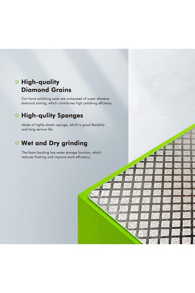 TERRIFI Diamond Hand Polishing Pads, 4PCS Sanding Pads with Foam Backing, Grits 60/100/200/400