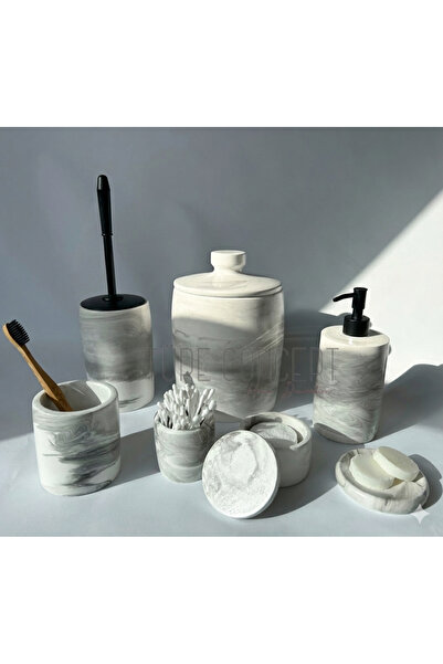 Ture Concept Σετ μπάνιου από μαρμάρινο σχέδιο μαύρης αντλίας και μαύρης βούρτσας από σκυρόδεμα