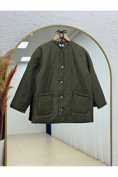 MİHRA STORE Jachetă cu buzunare duble și cu închidere cu apăsare cu model Fai...