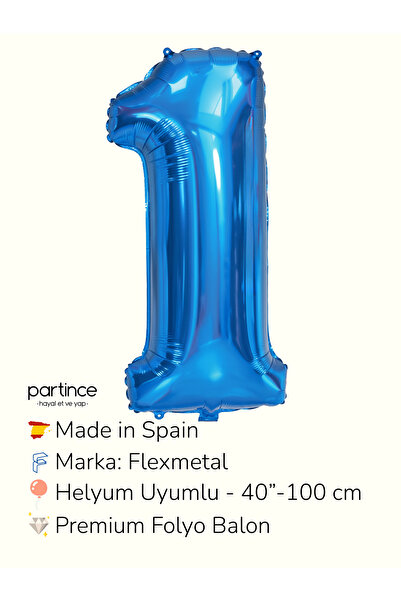 partince 40″ 100 cm Koyu Mavi Rakam 1 Folyo Balon