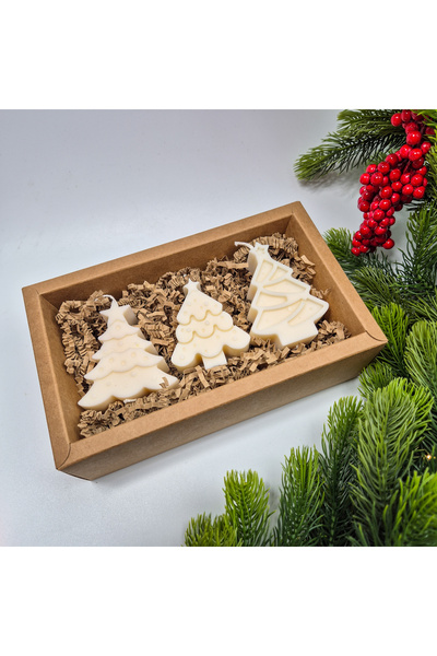 Creative Kappa Set of Christmas candles – white, soy wax, handmade, Christmas gift