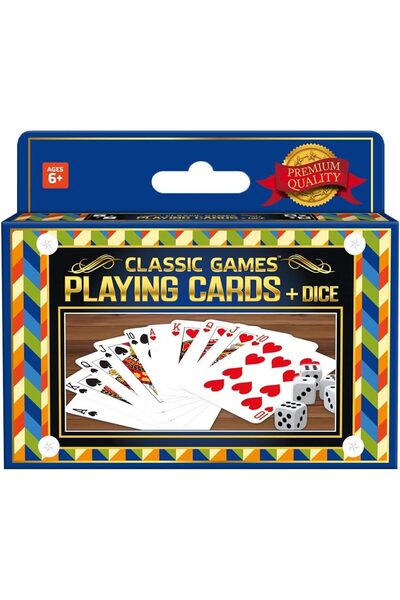CLASSİC GAMES مجموعة - مجموعتان من أوراق اللعب و5 نرد (ST041)