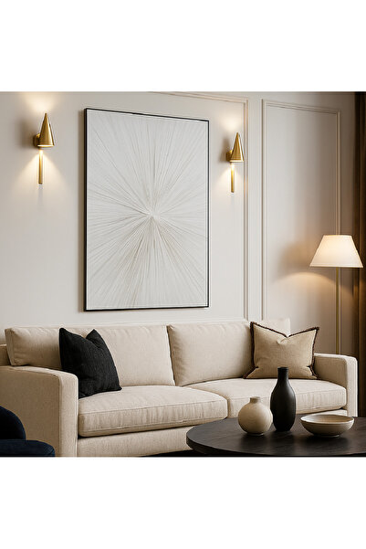 Almonfared لوحة فنية - بأسلوب تجريدي، تُظهر تكوين شعاع ينطلق من نقطة مركزية ب...