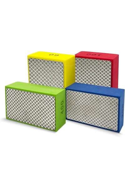 TERRIFI Diamond Hand Polishing Pads, 4PCS Sanding Pads with Foam Backing, Grits 60/100/200/400