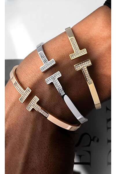 Vi store Çelik Gold Taşlı T Tiff Bileklik