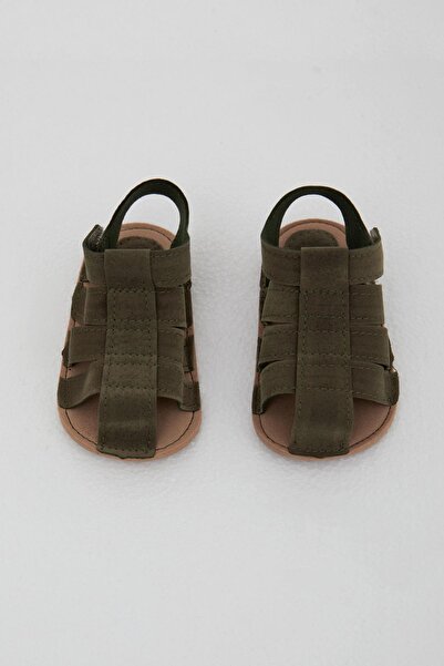 Breeze صندل نوبوك للأولاد الصغار مع فيلكرو، مقاس 18-19، أخضر كاكي داكن