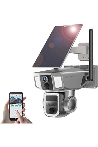 Generic CRONY Solar Security Camera - 4K Night Vision, Triple-Lens 10X Zoom, 4G/Wi-Fi, PTZ, IP66