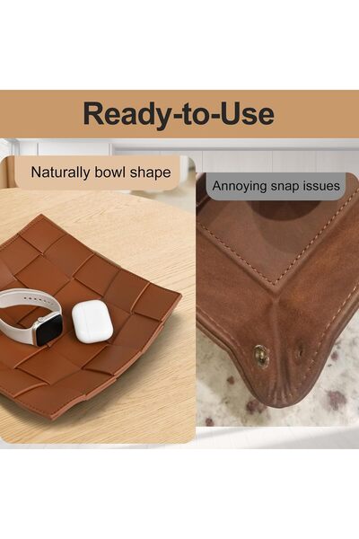 NALACAL Valet Tray Desktop Storage Organizer (Brown & Black)