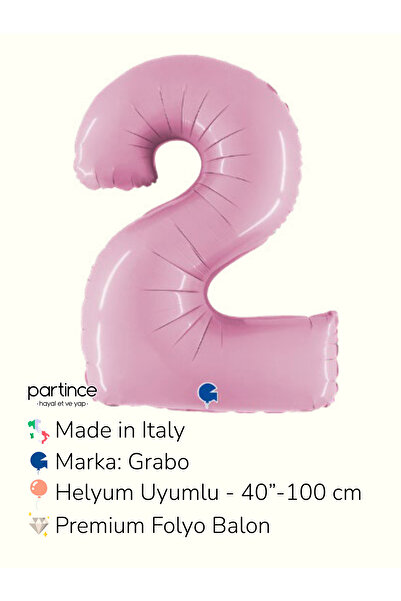 partince 40'' 100 cm Pastel Pembe Rakam Folyo Balonlar