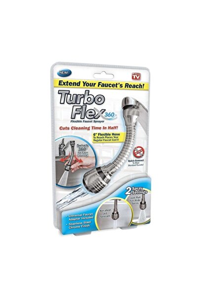Boxely Flexible faucet connector Turbo Flex, 15 cm, 2 spray modes, 360° rotation, Silver