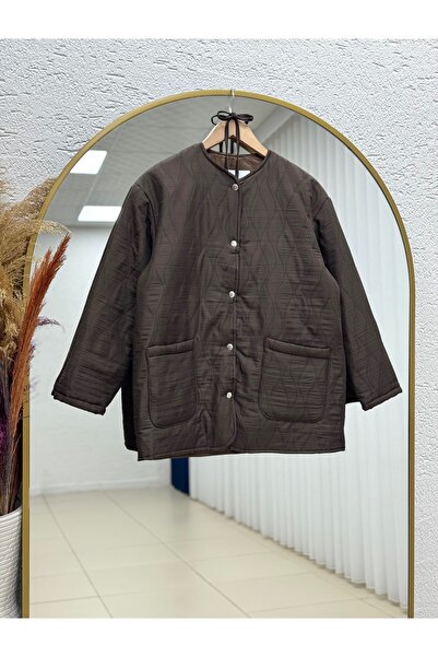 MİHRA STORE جاكيت فايزا بنمط البصل مع جيبين ومشبك - BN4566 بني