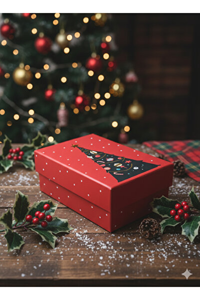 DODOMAR 18,5×12,5×7 سم – صندوق هدايا فاخر من الورق المقوى بنمط شجرة الصنوبر لعيد الميلاد مستطيل الشكل