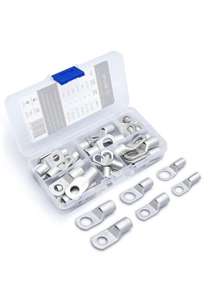 ELECDON أطراف كابلات البطارية ذات العروة الحلقية (6-2 AWG) من أسلاك النحاس ال...