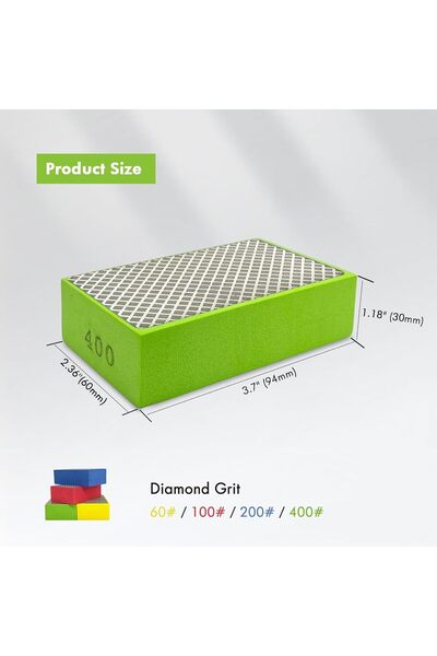 TERRIFI Diamond Hand Polishing Pads, 4PCS Sanding Pads with Foam Backing, Grits 60/100/200/400