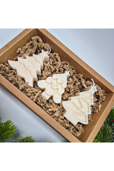 Creative Kappa Set of Christmas candles – white, soy wax, handmade, Christmas gift