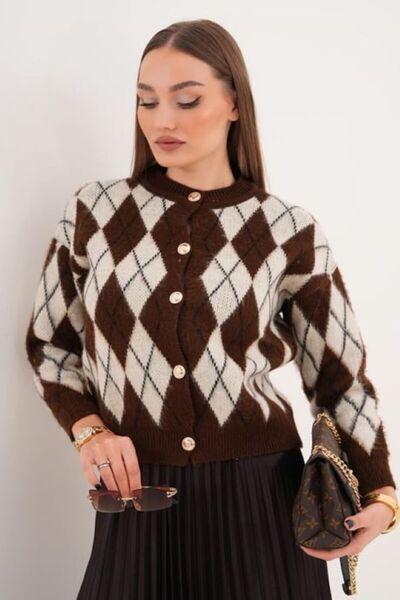 ZARİF ÇAMAŞIRLARI Kadın Baklava Desen Şardonlu Hırka