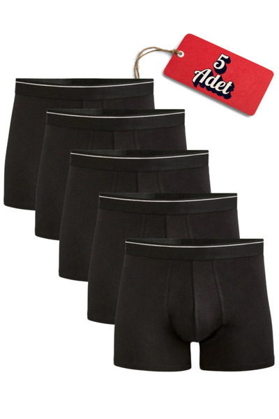 CENNETOĞLU Erkek Likralı Pamuklu Boxer Özel Hijyenik Ambalajlı 5'li Paket