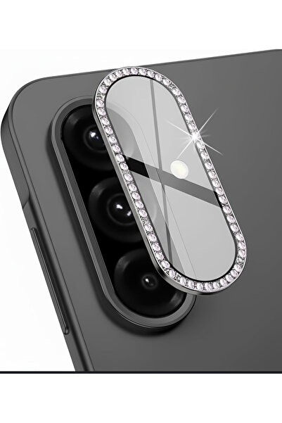 SOLİD CASE Samsung Galaxy A17 Compatible Metal Decorated Stone Tempered Lens Protector