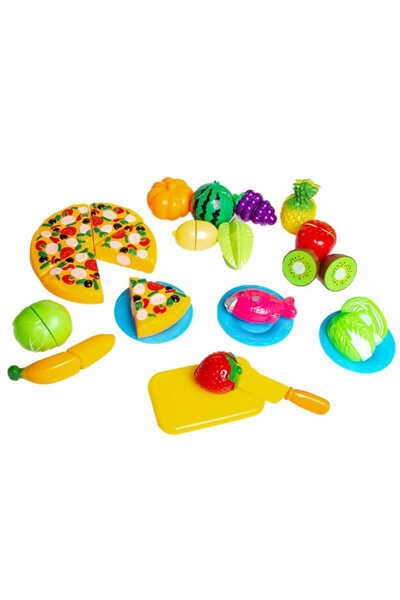 Doris Educational set basket with food, fruits and vegetables to cut with velcro Play Food, knife included, p