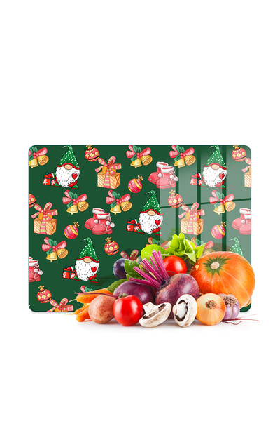 Decovetro Glass Cutting Board and Serving Bowl Christmas New Year Patterned 3...