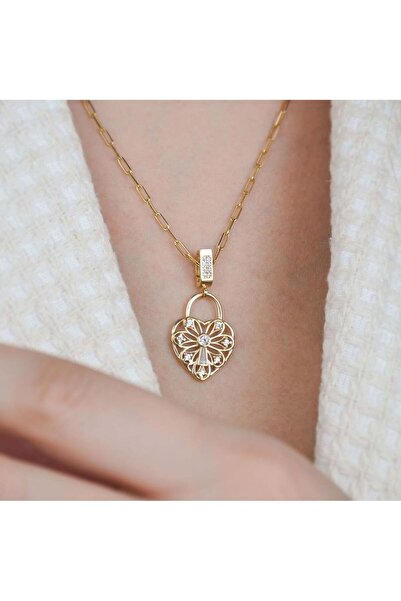 Burcu Kuyumculuk Kilit Kalp Charm