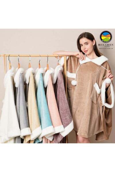 bluegreen velvet winter robe with soft fur