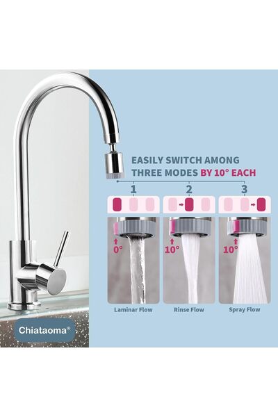 NALACAL 360° Swivel Kitchen Faucet Aerator - 3-Function Chrome Extender