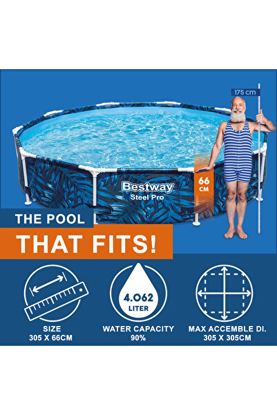 BESTWAY Steel Pro 10 FT Round Above-Ground Pool - 305 x 66 cm