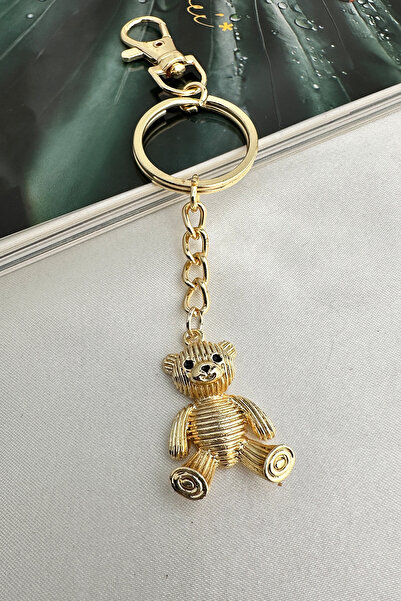 Modex Breloc pentru geantă cu ursuleț cu detaliu linie galbenă aurie