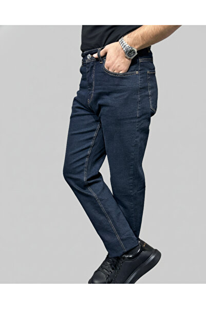 MYRAB DENİM Men's Zift Navy Blue Regular Fit Stretch Fabric Stretch Jeans