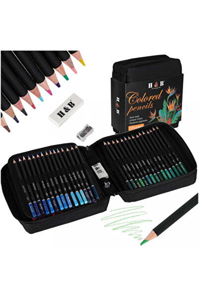 Ikonka Set 120 de creioane colorate pentru copii, cu ascutitoare, radiera, mapa pliabila cu fermoar si mane