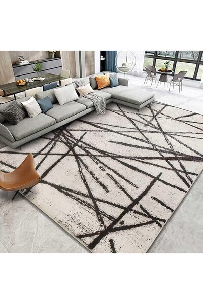 Generic Leesentec Soft Modern Short Pile Non-Slip Abstract Area Rug (Beige, 200 x 300 cm)
