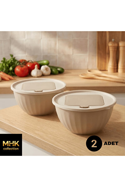 MHK Collection Set of 2 Beige Grater with Bowl and Lid (2.5 Lt)