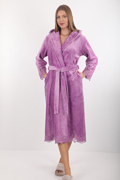 Wild Love Women's Hooded Lace 100% Bamboo Dressing Gown