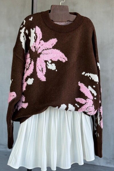 Suziş Patterned Circular Neck Standard Size Sweater 52120001