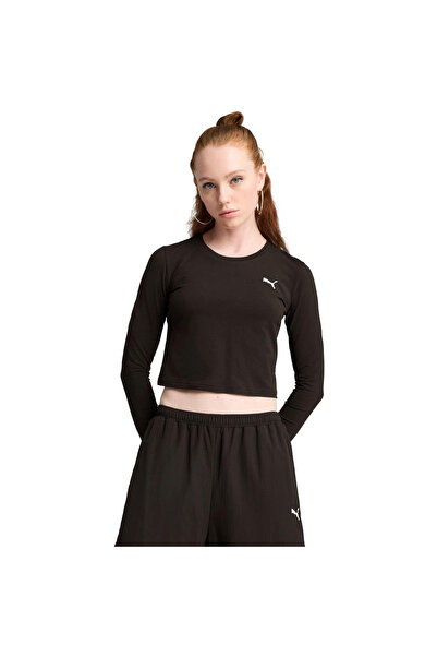 Puma Blouse Wardrobe Ess Longsleeve Baby Tee, Black, Women