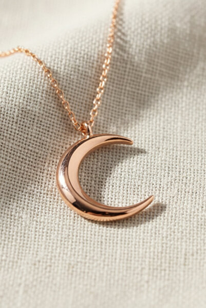 ZOLESSA Kadın 925 Ayar Gümüş Ay Kolye Minimal Uzun Hilal Kolye Zarif Kadın Ro...