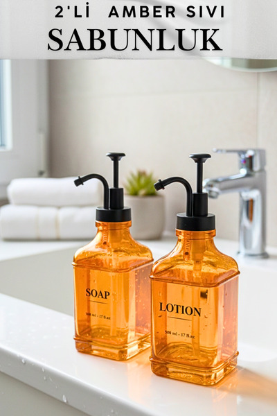 Penthouse 2'li Kare Amber Sıvı Sabunluk Seti - 4 Farklı Sticker - 500 ml