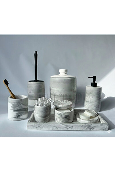 Ture Concept Σετ μπάνιου με εφέ μαρμάρου με μαύρη αντλία και μαύρη βούρτσα