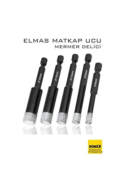 ModaCar Mermer Delme Elmas Matkap Ucu - 5'li Porselen Karo Seramik Taş, Cam, ...