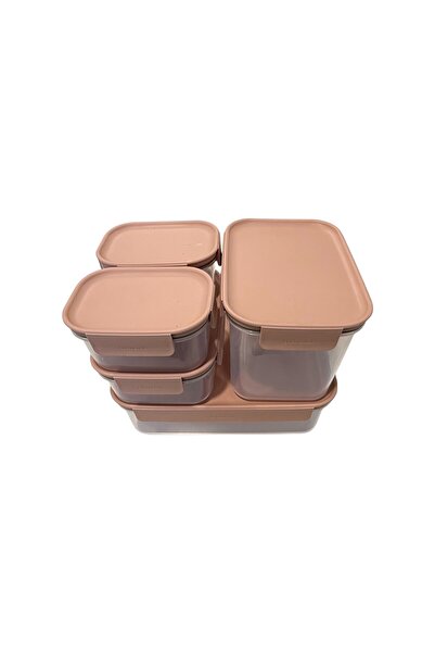 locknlock Classic Plus Pink Food Storage Container Set – 5 Pieces (2.8L, 2L, 910ml, 385ml x 2)