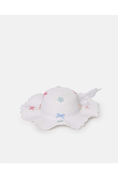 REDTAG قبعة مزينة بفيونكات بيضاء للبنات