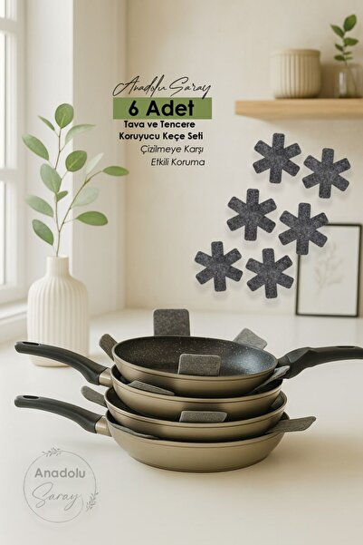 Anadolu Saray Pan and Pot Protective Felt Set - Effective Protection Against Scratches - 6 Pieces