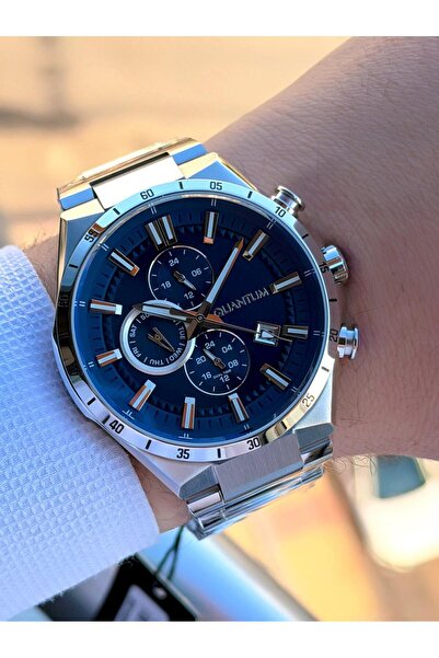 Quantum Men's Wristwatch Eq.390 with Steel Band Italian Bracelet 10 Atm Water Resistant 2 Years Warranty