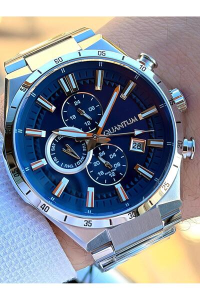 Quantum Men's Wristwatch Eq.390 with Steel Band Italian Bracelet 10 Atm Water Resistant 2 Years Warranty